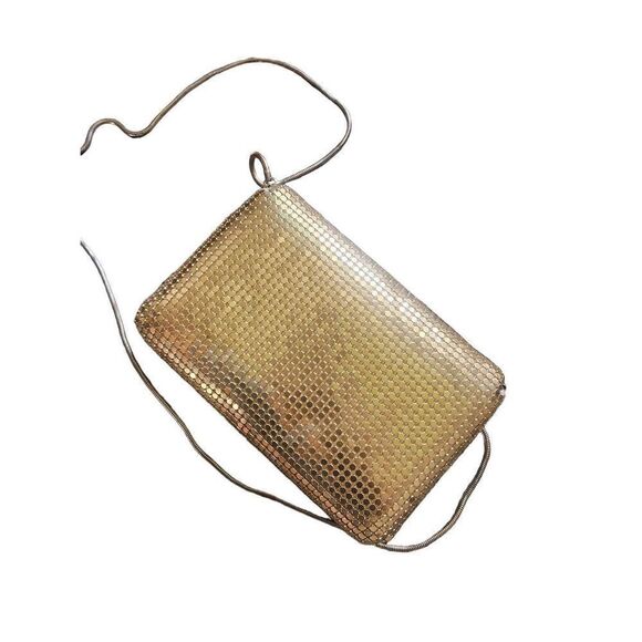 70s 80s GOLD Disco Crossbody Purse Bag Evening Chain Vintage eighties Vday - Picture 2 of 6